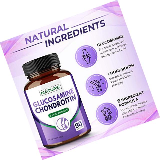 Glucosamine Chondroitin Supplement with MSM for Triple Strength Joint Support, 90 Capsules (30 Day Supply)