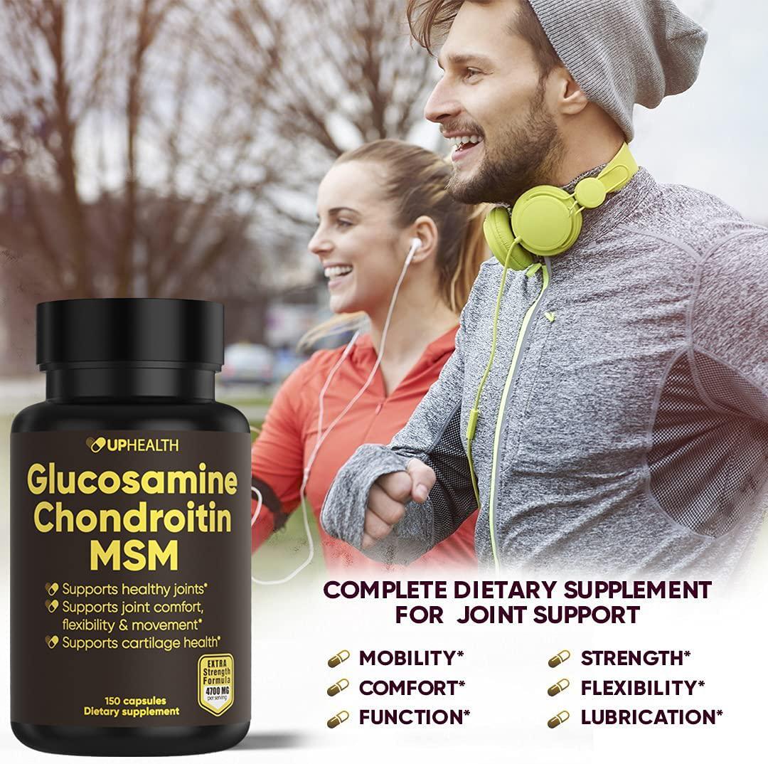 Glucosamine Chondroitin MSM Extra Strength 4700mg Per Serving, Complete Supplement for Joint Health, Cartilage Support, Strength, Flexibility and Mobility, Anti Inflammatory, Non-GMO, 150 caps