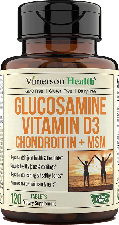 Glucosamine Chondroitin Sulfate and Vitamin D3 with Boswellia, MSM and Bromelain. Joint and Skin Supplement. Promotes Good Hair, Skin and Nail Health. Maintains Strong Bone Flexibility and Mobility