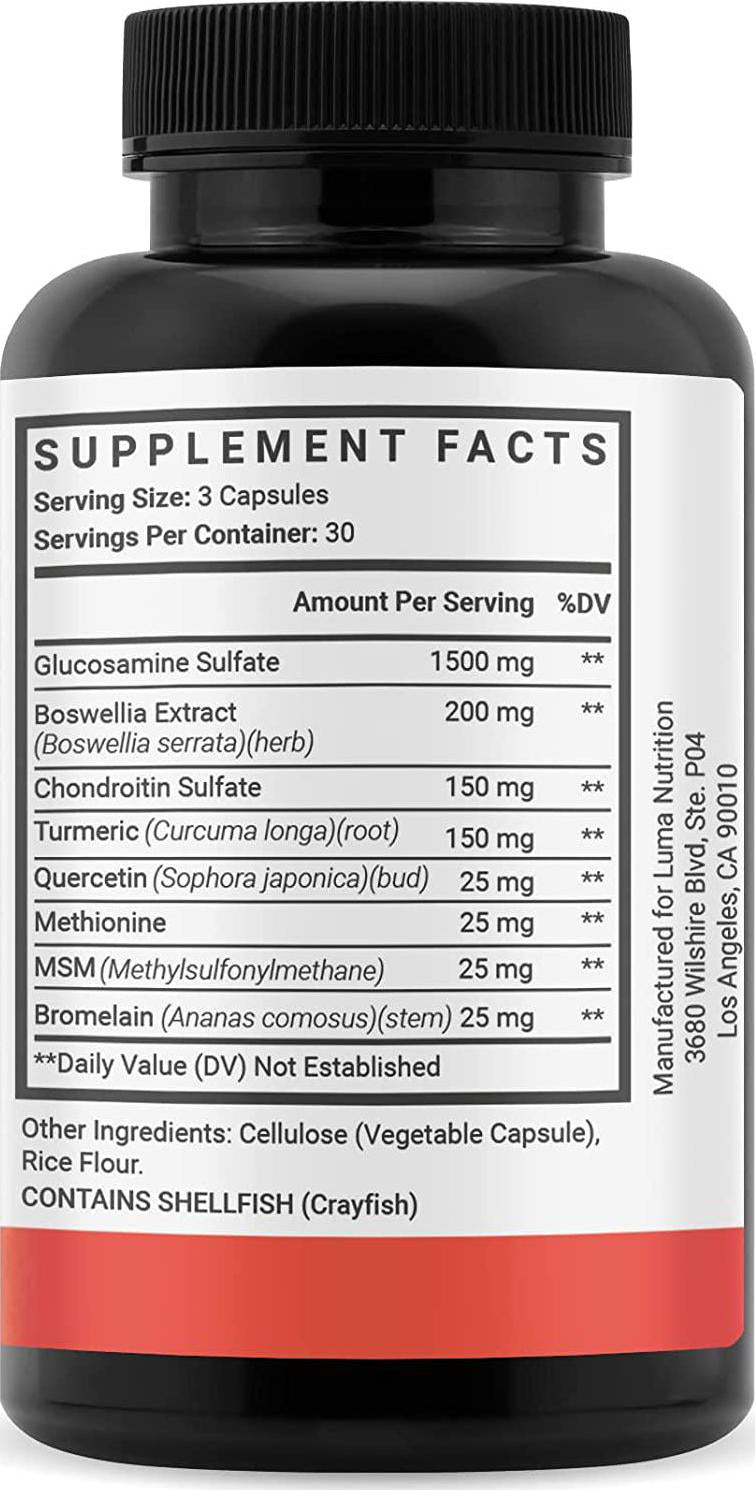 Glucosamine Chondroitin MSM - Turmeric, Boswellia - Premium Joint Supplement - Joint Support - Joint Supplements for Men and Women - Joint Health - 90 Capsules