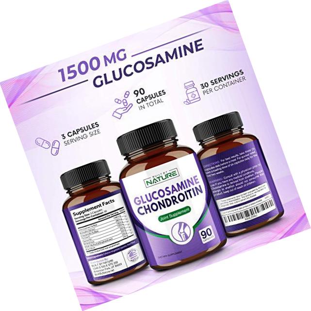 Glucosamine Chondroitin Supplement with MSM for Triple Strength Joint Support, 90 Capsules (30 Day Supply)