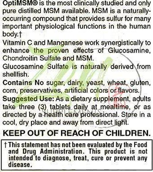 Glucosamine Chondroitin MSM - Natural Joint Pain Relief Supplements for Men and Women with Manganese, Potassium for Joint Health, Cartilage and Connective Tissue, Inflammation Shell-Fish Free - 180 Tab