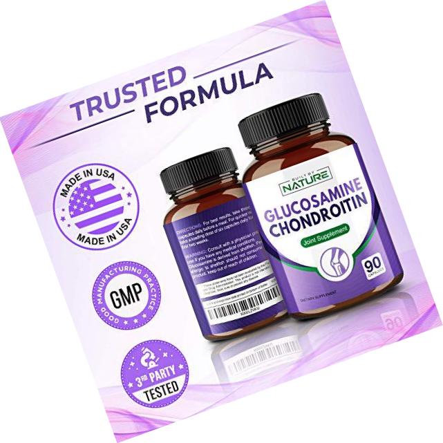 Glucosamine Chondroitin Supplement with MSM for Triple Strength Joint Support, 90 Capsules (30 Day Supply)