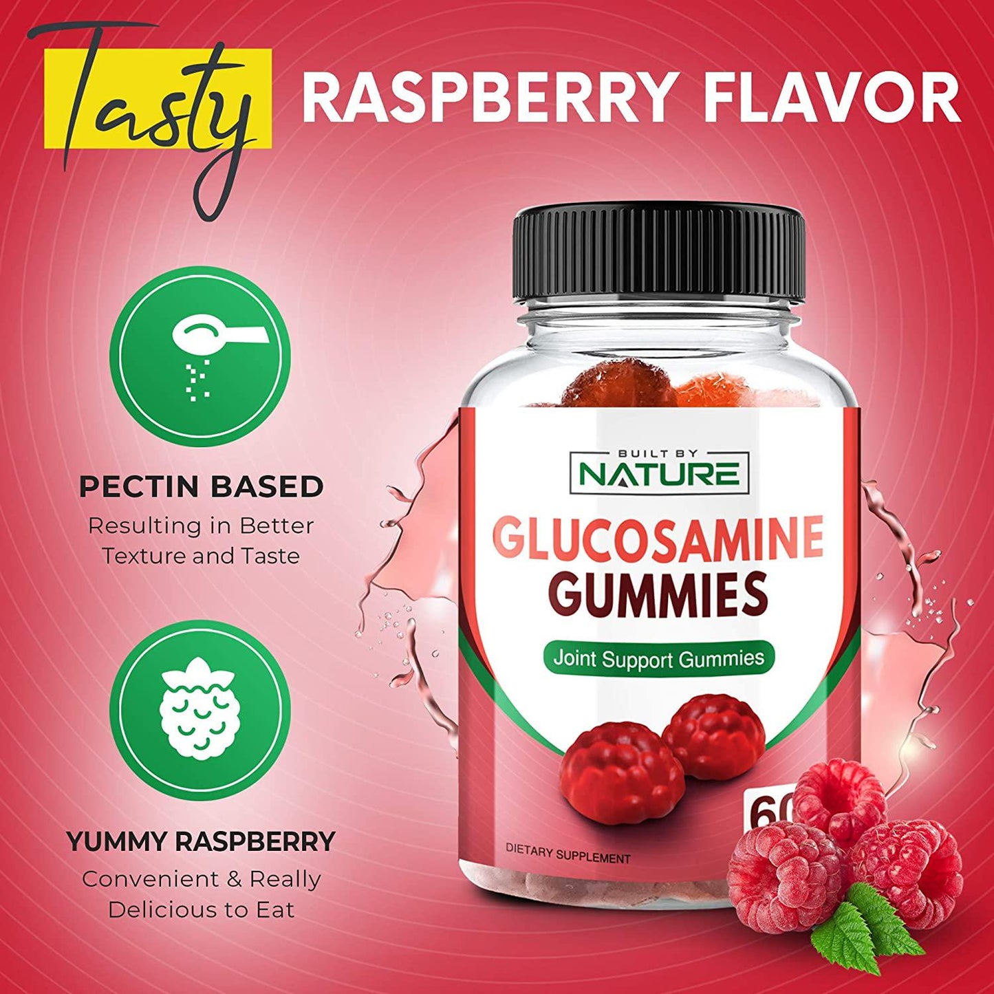 Glucosamine Gummies Extra Strength Chewable Joint Support Supplement for Adults, 60 Gummies (30 Day Supply)