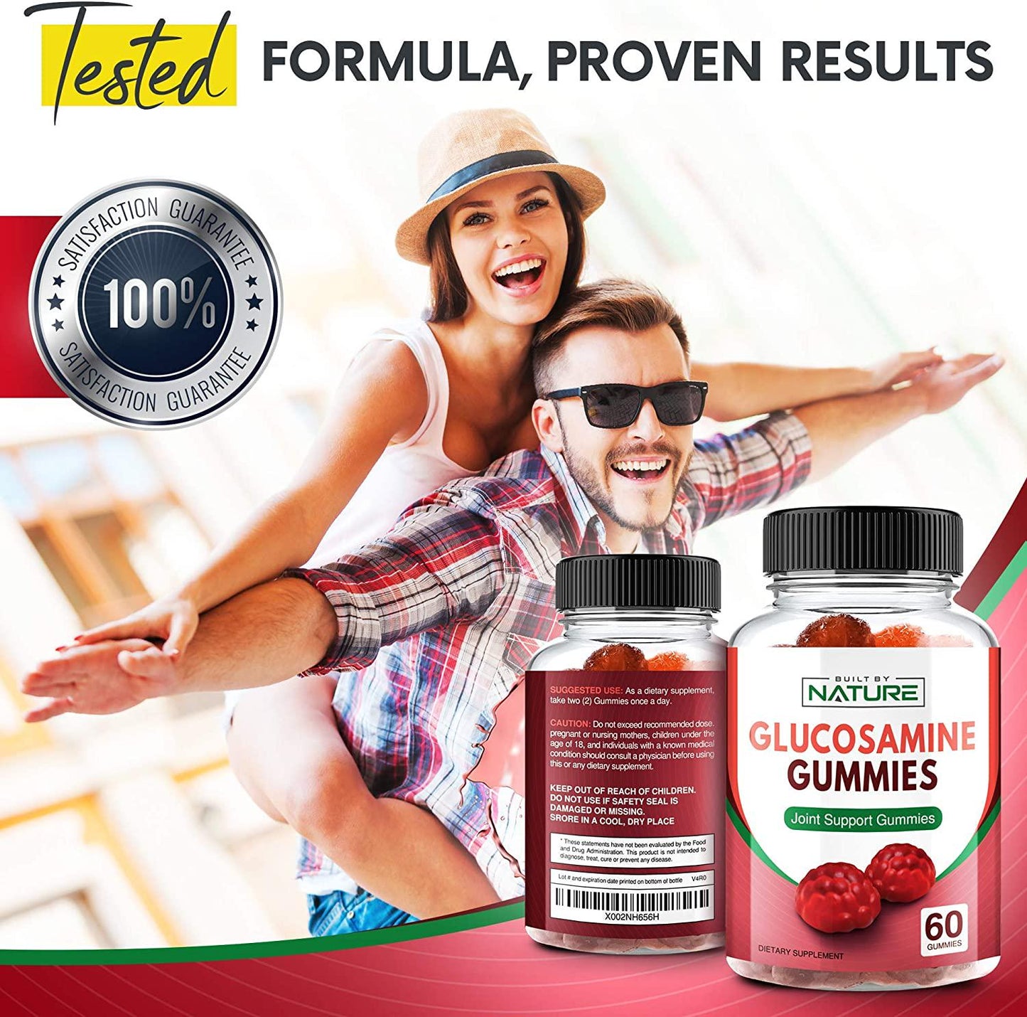 Glucosamine Gummies Extra Strength Chewable Joint Support Supplement for Adults, 60 Gummies (30 Day Supply)