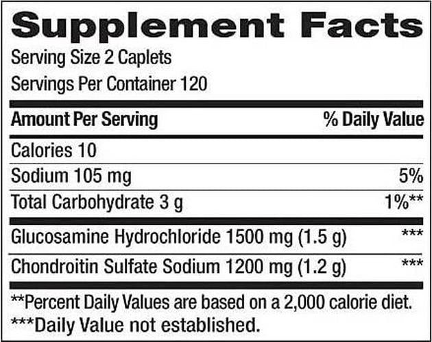 Glucosamine HCl 1500 mg - Chondroitin Sulfate 1200 mg - Advanced Triple Strength Joint Health Support Supplement - 60 Caplets