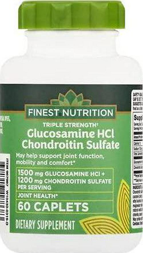 Glucosamine HCl 1500 mg - Chondroitin Sulfate 1200 mg - Advanced Triple Strength Joint Health Support Supplement - 60 Caplets