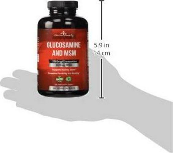 Glucosamine Sulfate Supplement (2000mg per Serving) with MSM - 240 Small Vegetarian Capsules - No Shellfish, GMO's or Harmful Additives