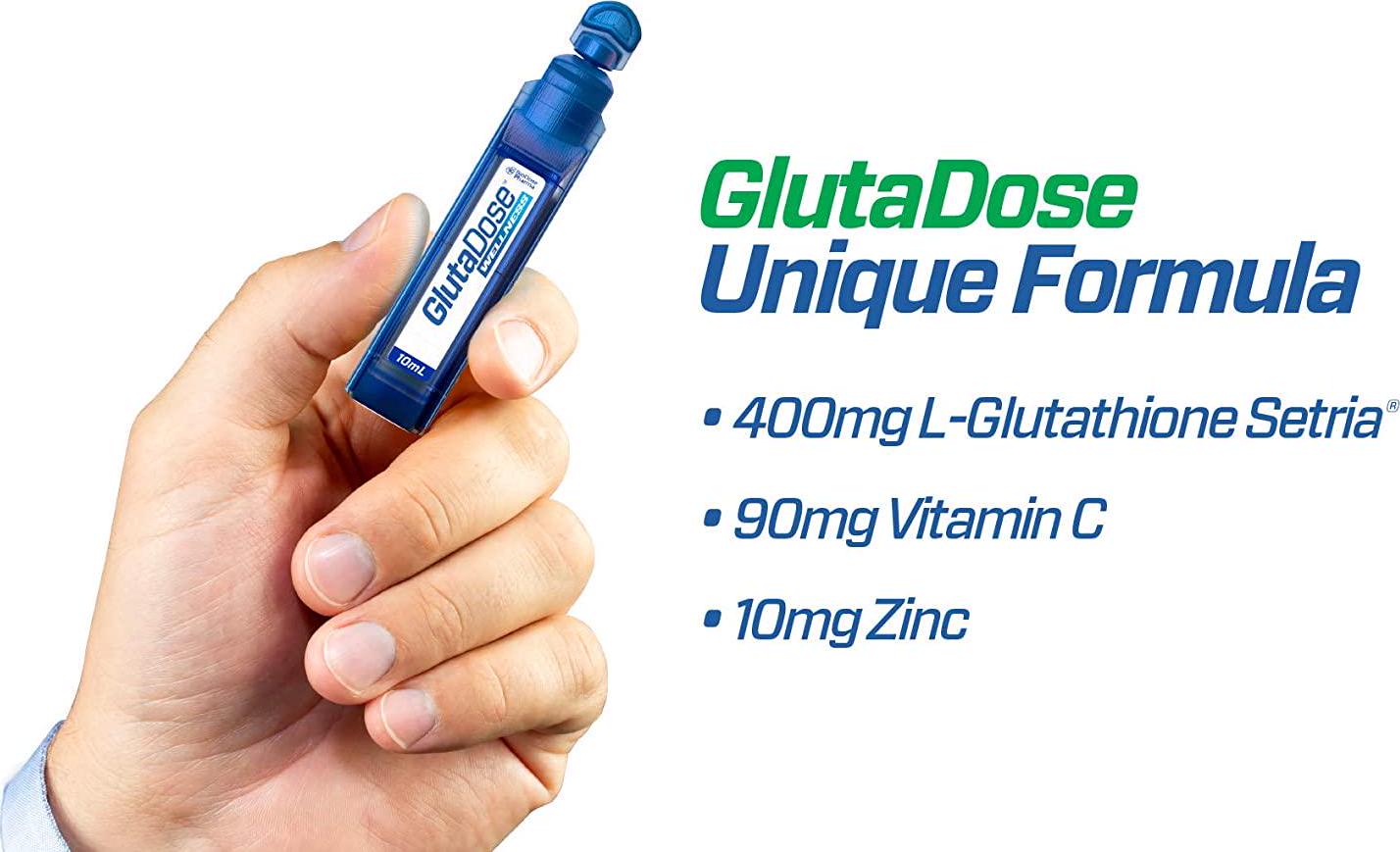 GlutaDose - GLUTATHIONE Plus Vitamin C and Zinc (60 Doses) - Antioxidant Formula - Enjoy Individual Liquid Doses - Made in USA