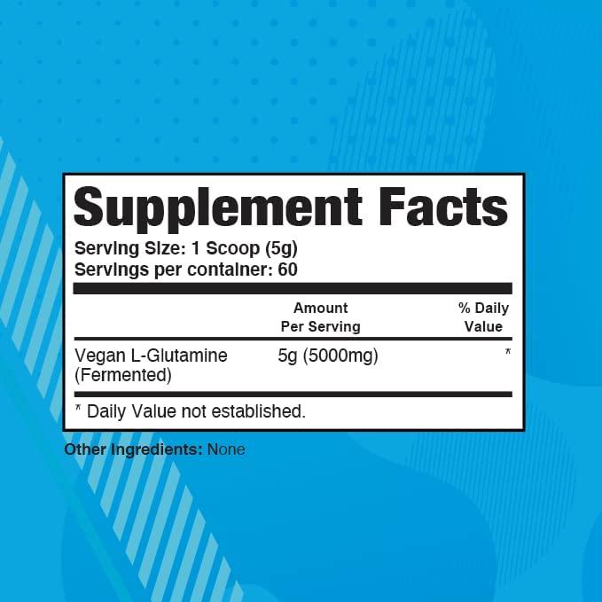 Glutamine 300 by AP Sports Regimen | 100% Pure Vegan Fermented L-Glutamine | Recover Faster, Strengthen Immune System | 300 Grams 60 Servings