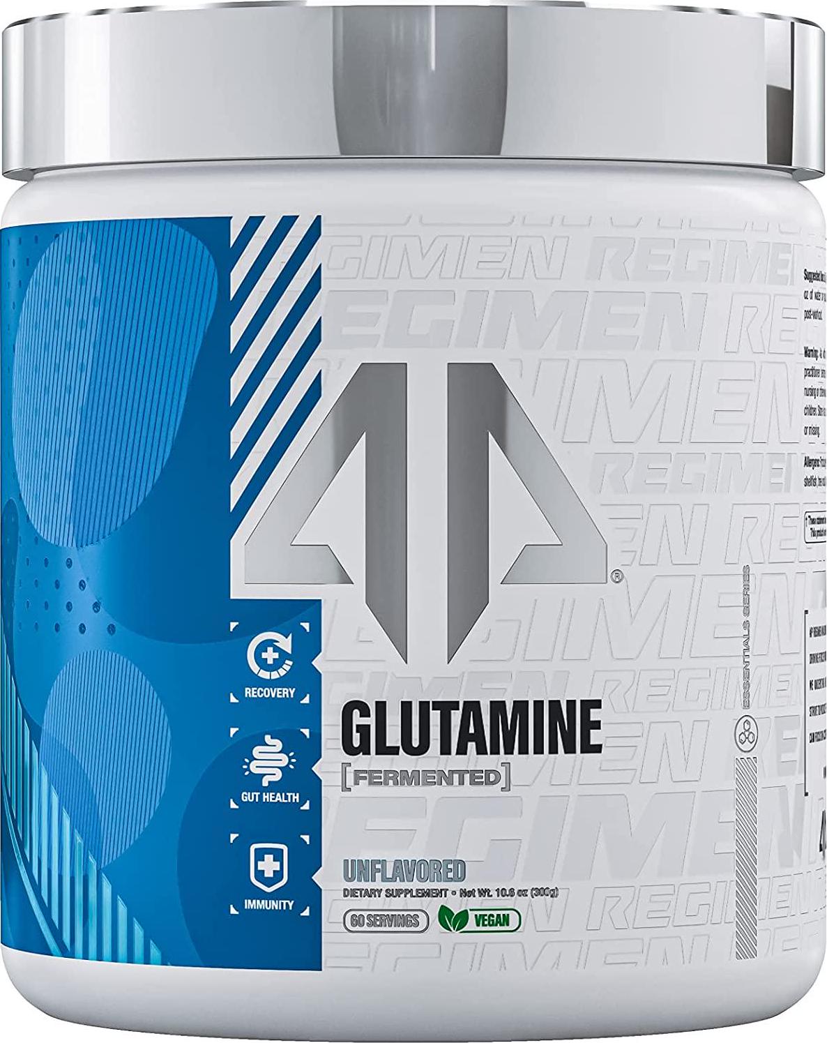 Glutamine 300 by AP Sports Regimen | 100% Pure Vegan Fermented L-Glutamine | Recover Faster, Strengthen Immune System | 300 Grams 60 Servings