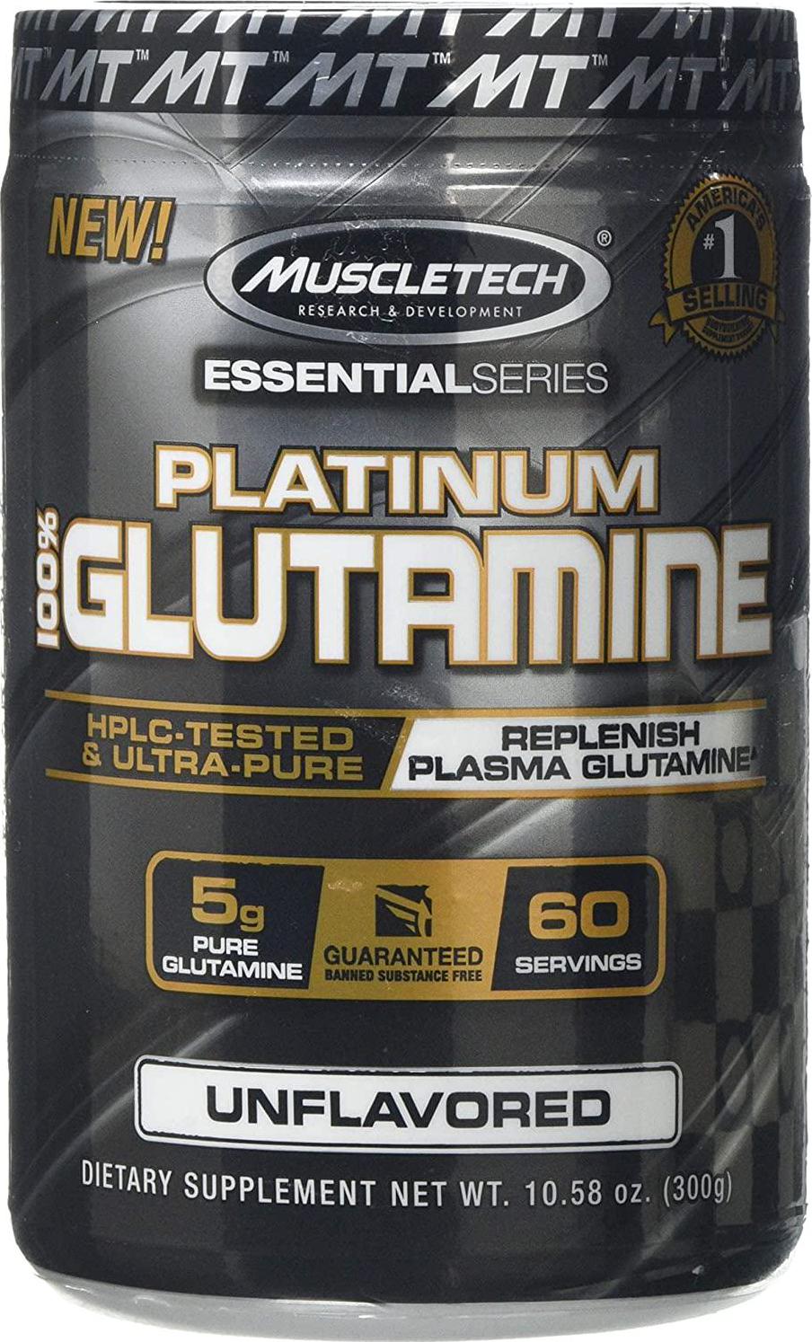 Glutamine Powder, MuscleTech 100% Pure L Glutamine Powder, Post Workout Recovery Drink, L-Glutamine Powder for Men and Women, Muscle Recovery, Unflavoured (60 Servings)
