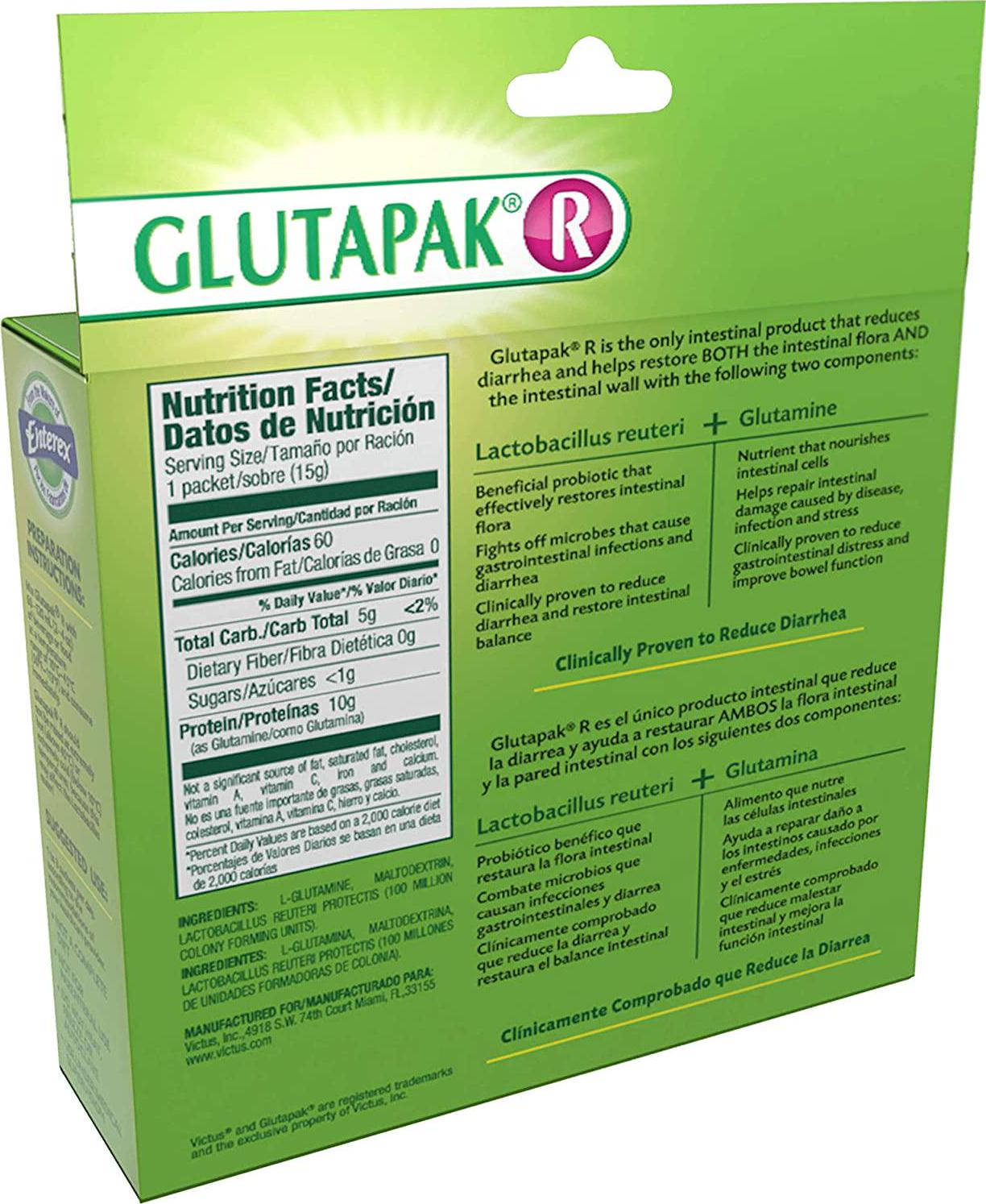 Glutapak R Probiotic with Glutamine Powder, 3 (15g) Packets