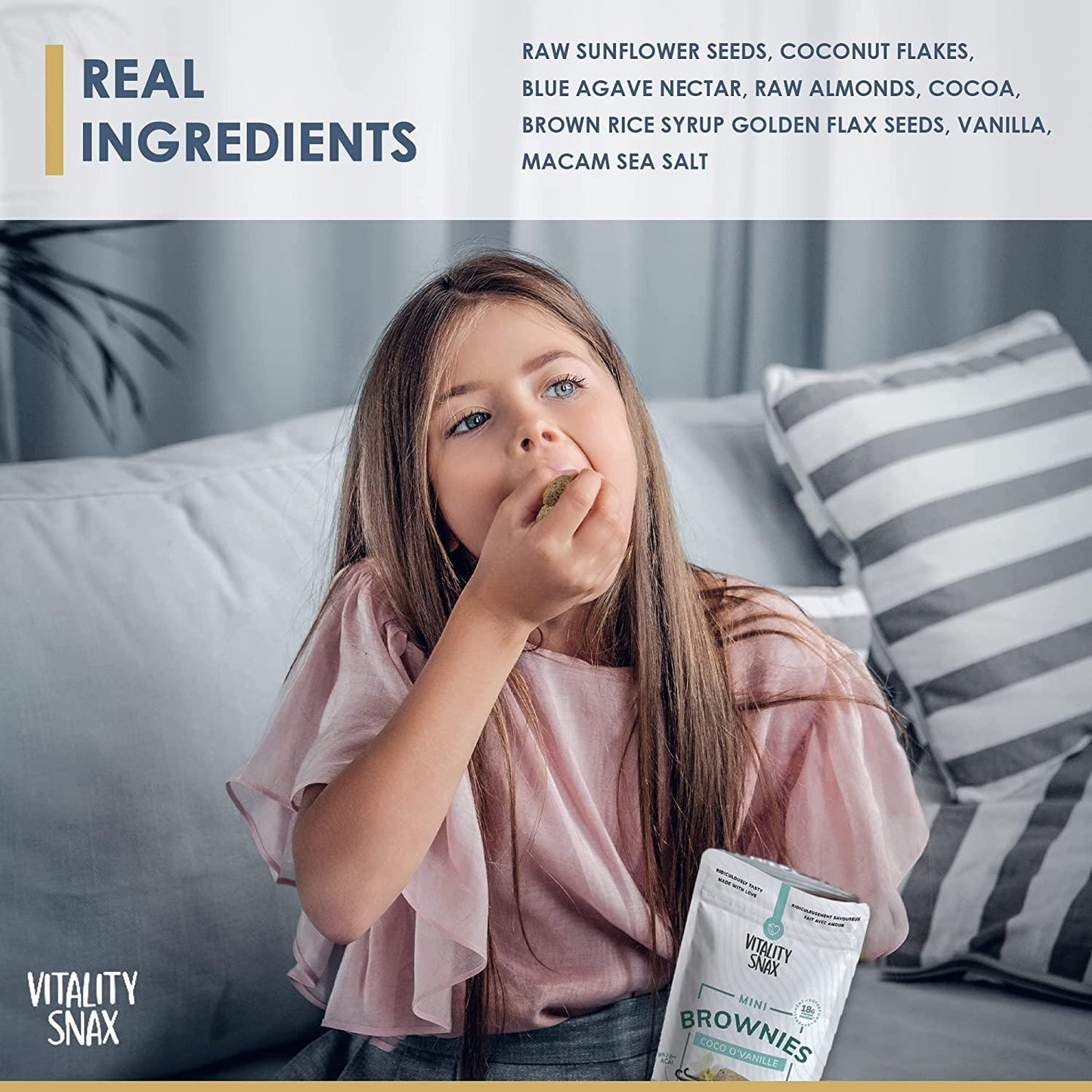 Gluten-Free Healthy Brownies- High Protein Plant-Based Kosher Great tasting Snack Bites - Vanilla Coconut Brownies by Vitality Snax