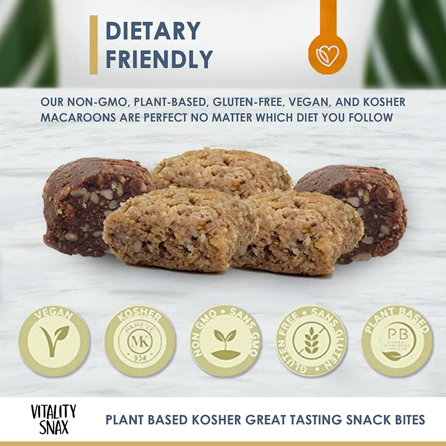 Gluten-Free Healthy Brownies- High Protein Plant-Based Kosher Great tasting Snack Bites - Vanilla Coconut Brownies by Vitality Snax