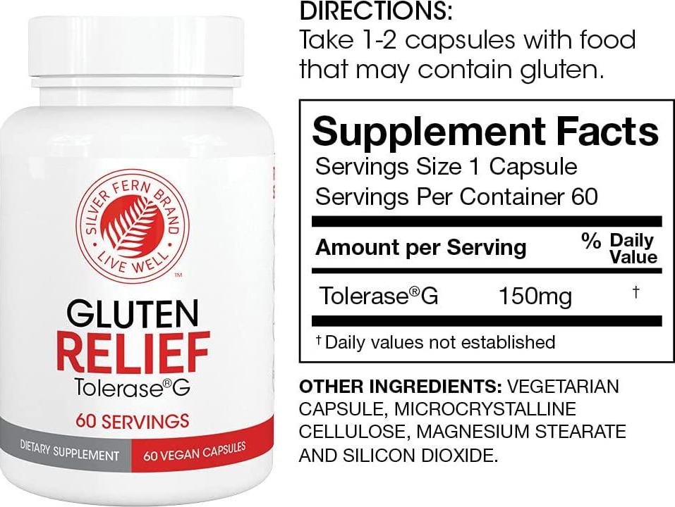 Gluten Relief with Tolerase G - 2 Bottles - 60 Capsules Each - Digestive Enzyme Made Specifically to Break Down and Digest Gluten Protein