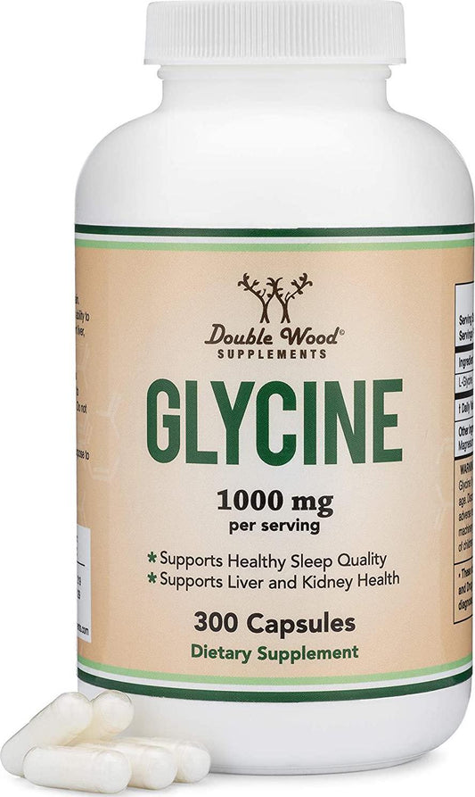 Glycine Supplement - 1,000mg (300 Capsules) Amino Acid for Sleep Quality Support (Glicina) by Double Wood Supplements
