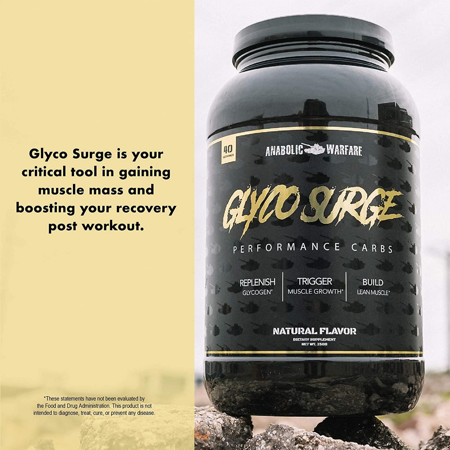 Glyco Surge Glycogen Supplement by Anabolic Warfare Performance Carbs to Help Lean Muscle Growth, Post Workout Recovery and Endurance* (Natural 40 Servings)