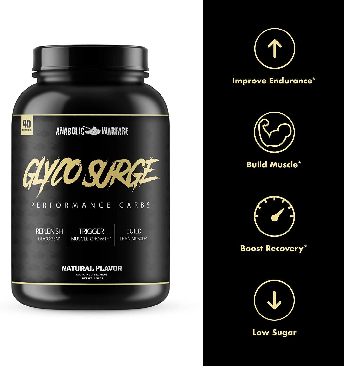 Glyco Surge Glycogen Supplement by Anabolic Warfare Performance Carbs to Help Lean Muscle Growth, Post Workout Recovery and Endurance* (Natural 40 Servings)