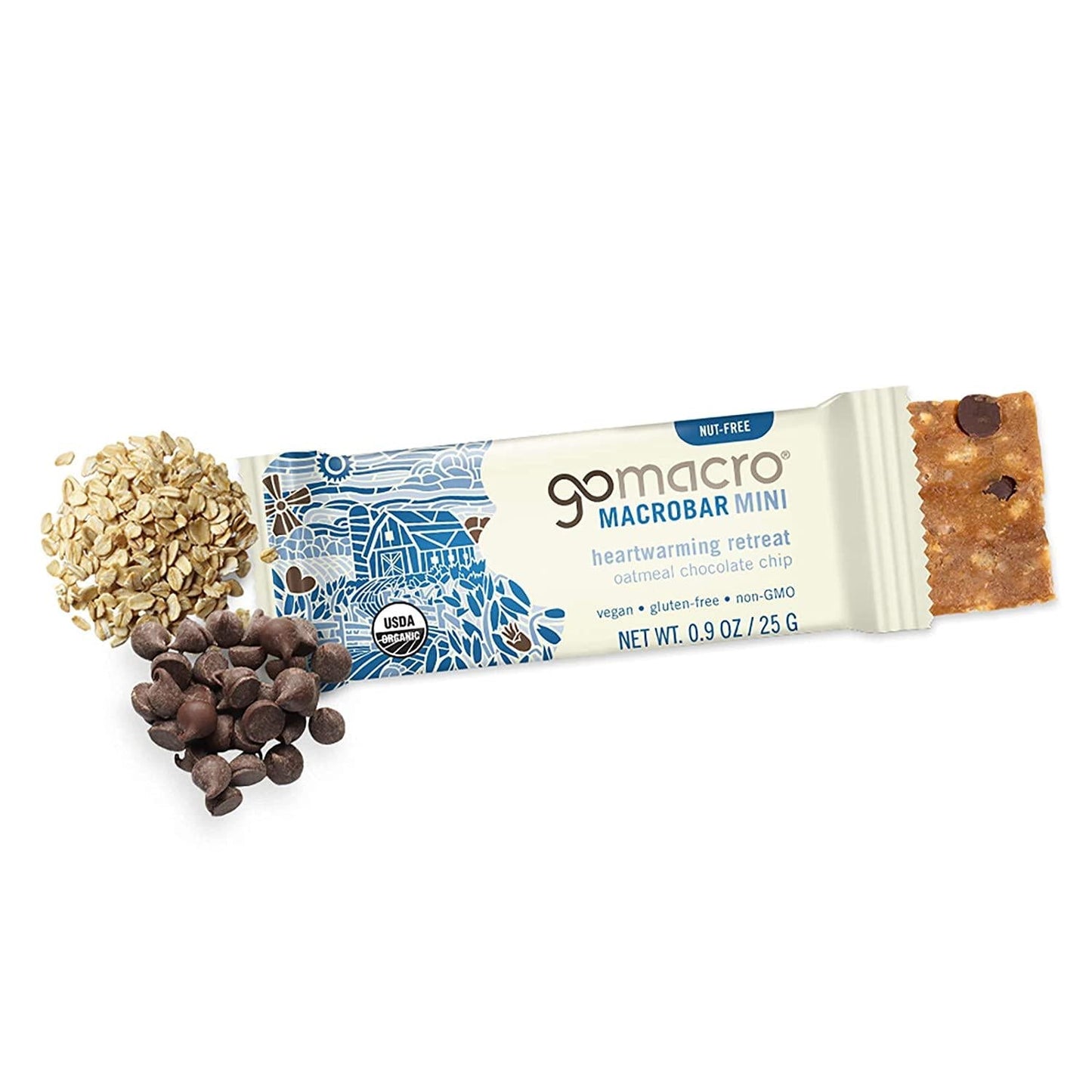 GoMacro MacroBar Mini Organic Vegan Snack Bars - Oatmeal Chocolate Chip (0.90 Ounce Bars, 24 Count)