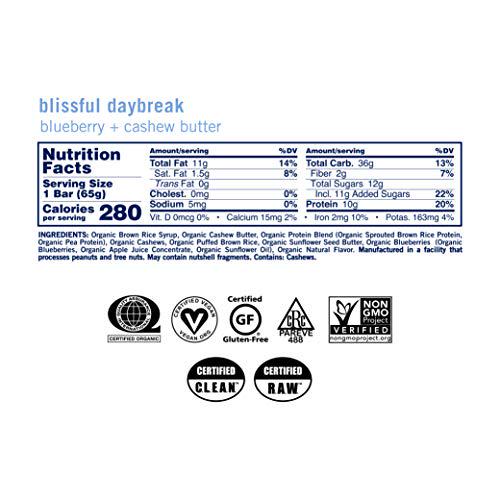 GoMacro MacroBar Organic Vegan Snack Bars - Cherries + Berries (2.0 Ounce Bars, 12 Count) and Macrobar Organic Vegan Protein Bars - Blueberry + Cashew Butter (2.3 Ounce Bars, 12 Count)