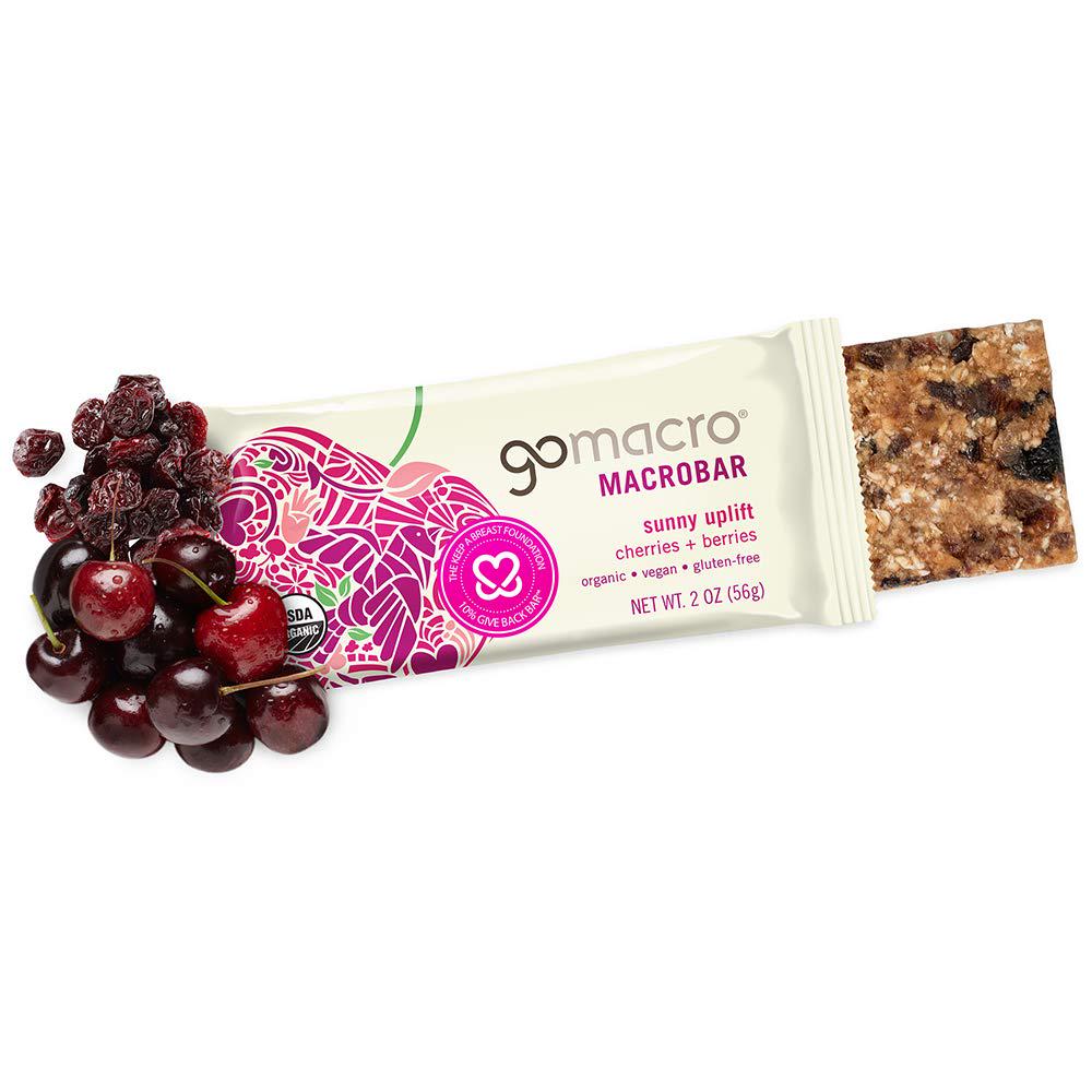 GoMacro MacroBar Organic Vegan Snack Bars Cherries + Berries 2 Ounce Bars (Pack of 12)