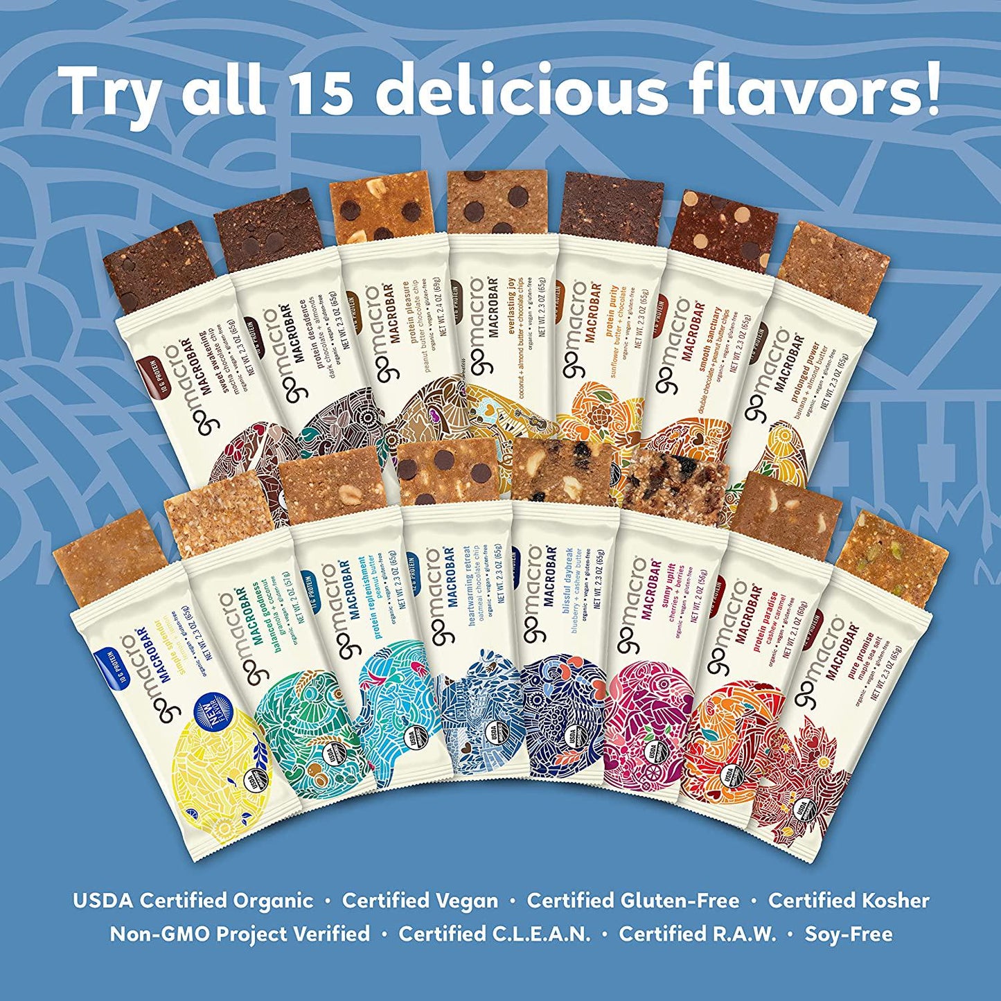 GoMacro MacroBar Organic Vegan Protein Bars - Nut-Free Variety Pack (2.3 Ounce Bars, 12 Count)