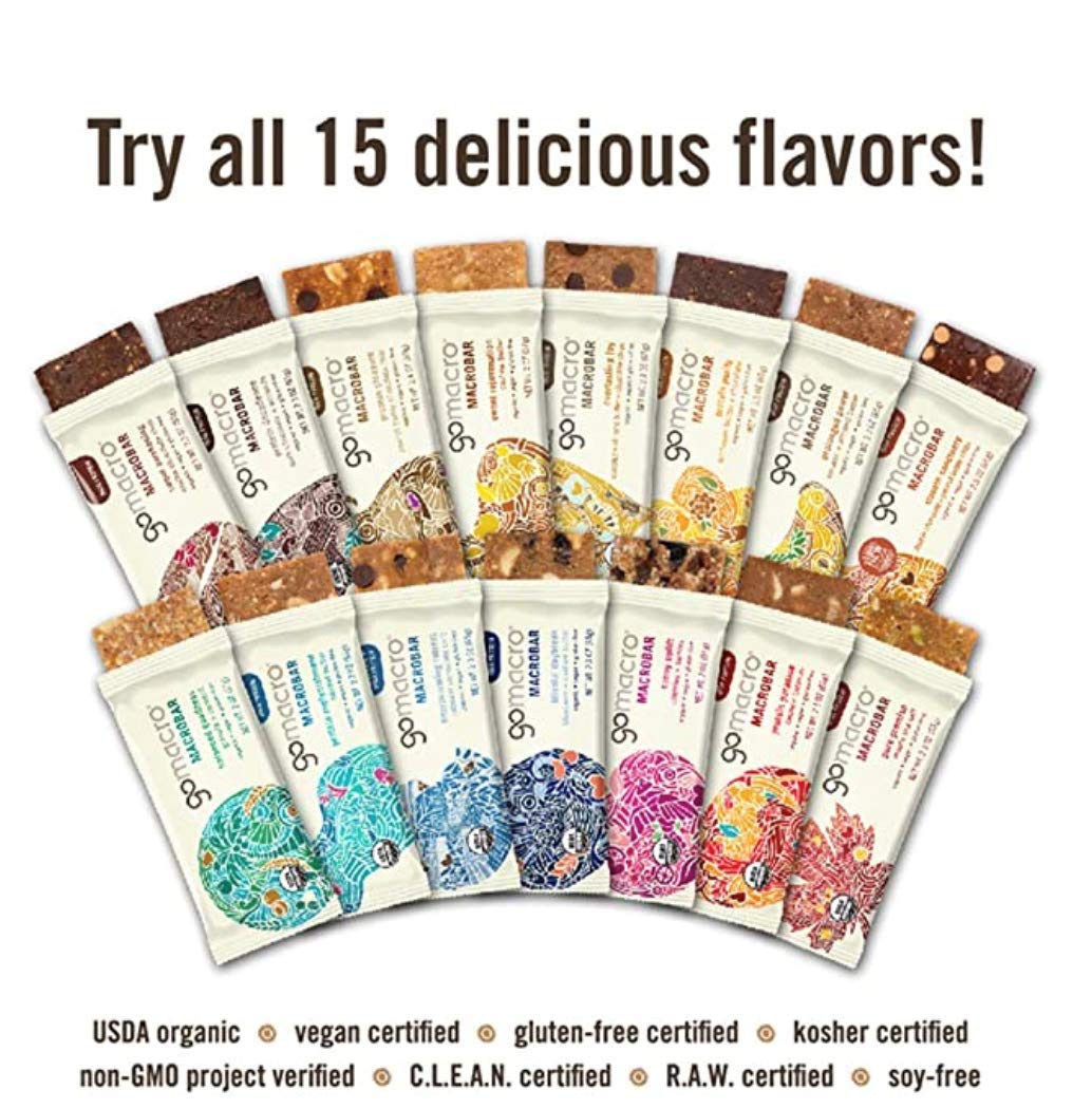 GoMacro MacroBar Organic Vegan Snack Bars Cherries + Berries 2 Ounce Bars (Pack of 12)