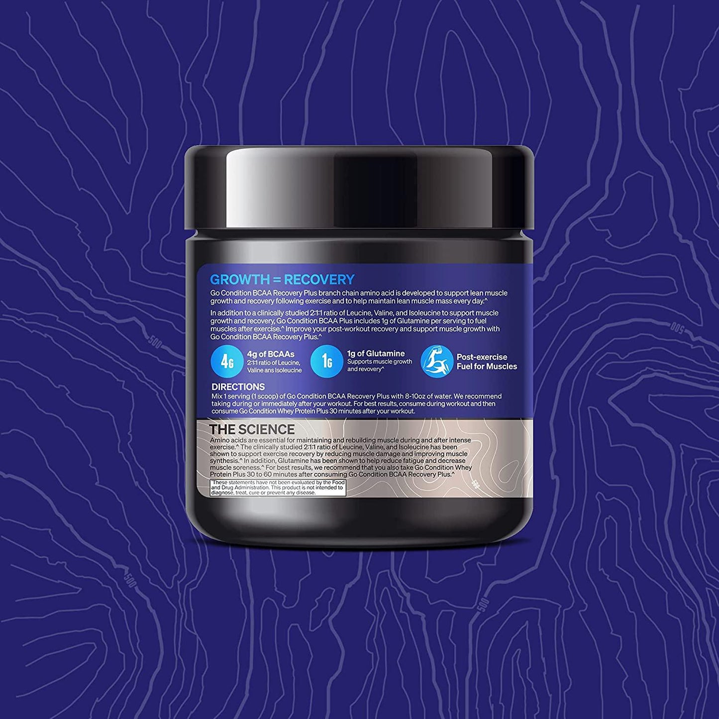 Go Condition BCAA Recovery Plus | 2:1:1 BCAA Powder | Sugar Free, Zero Carbs, Zero Calorie Branched Chain Amino Acids Supplement | Essential Amino Acids for Post Workout Recovery | 30 Servings