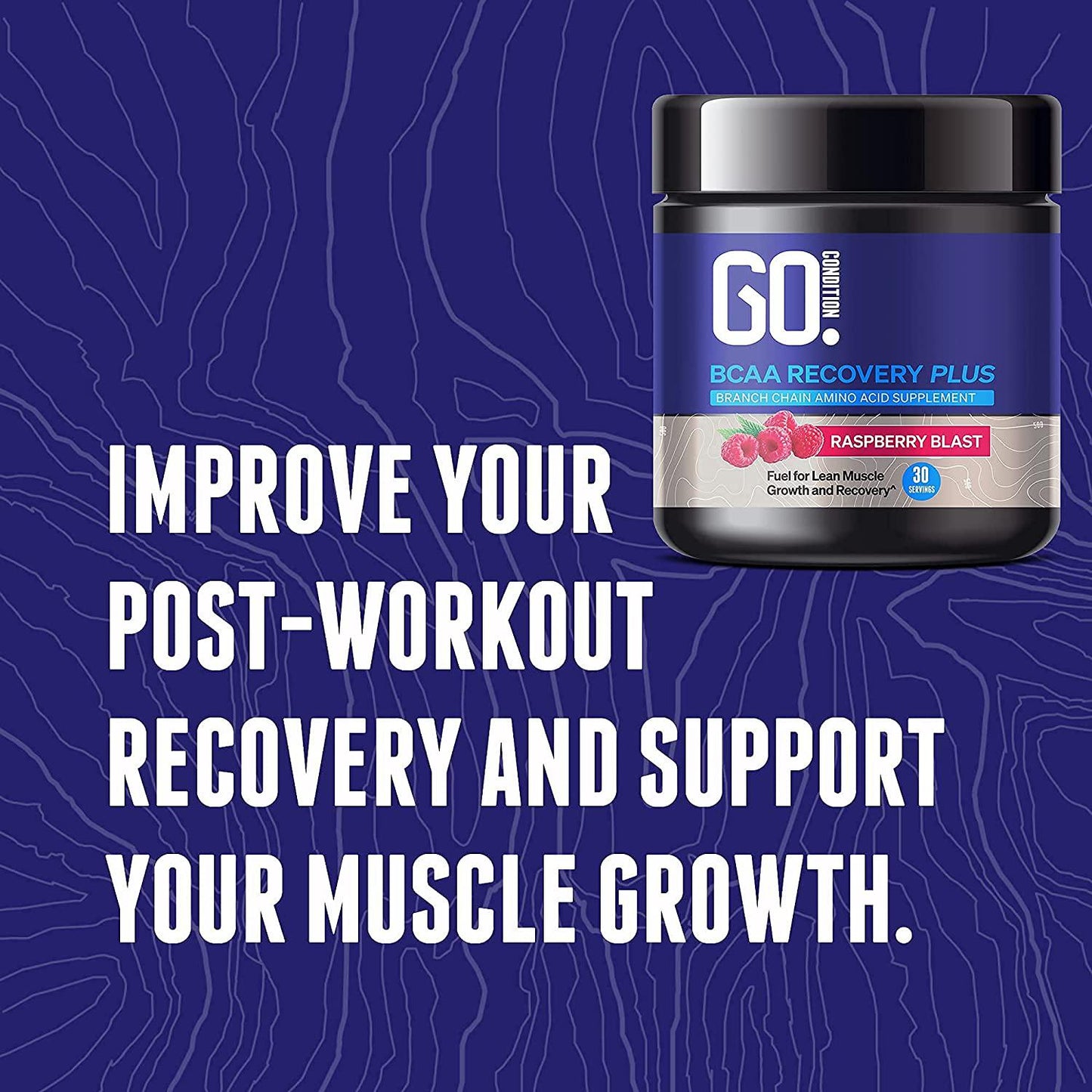 Go Condition BCAA Recovery Plus | 2:1:1 BCAA Powder | Sugar Free, Zero Carbs, Zero Calorie Branched Chain Amino Acids Supplement | Essential Amino Acids for Post Workout Recovery | 30 Servings