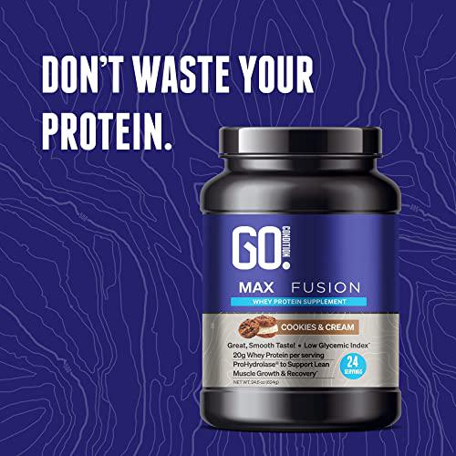 Go Condition Protein Powder Plus | Whey Protein Powder with 20g of Protein | Low Carb Protein Powder | Sugar Free Protein Powder | Easy to Digest Protein Powder | Cookies and Cream Flavor | 24 Servings