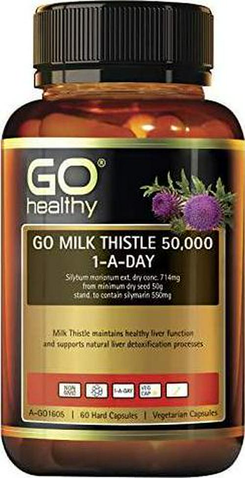 Go Healthy Milk Thistle 50,000 60 Vegecapsules, White (Pack of 1)