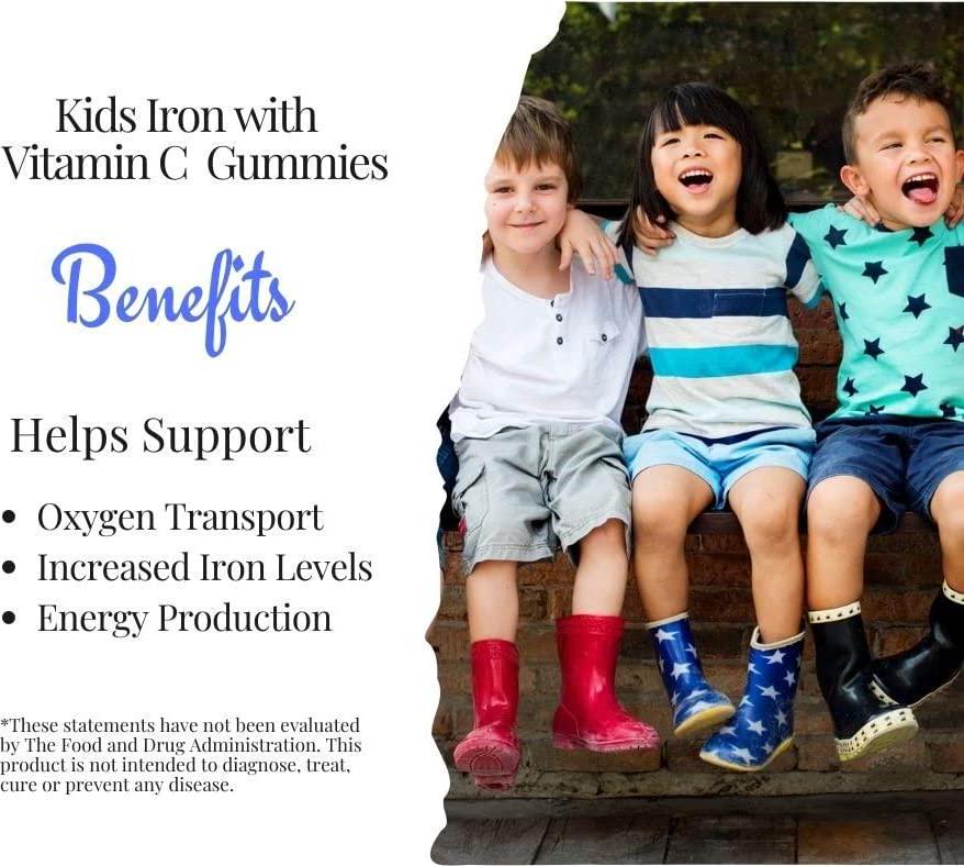 Go Healthy Natural Kids Iron Gummies - Vitamin C, B12, Folic Acid, Vegan, Kosher (U), Halal (60ct) 30