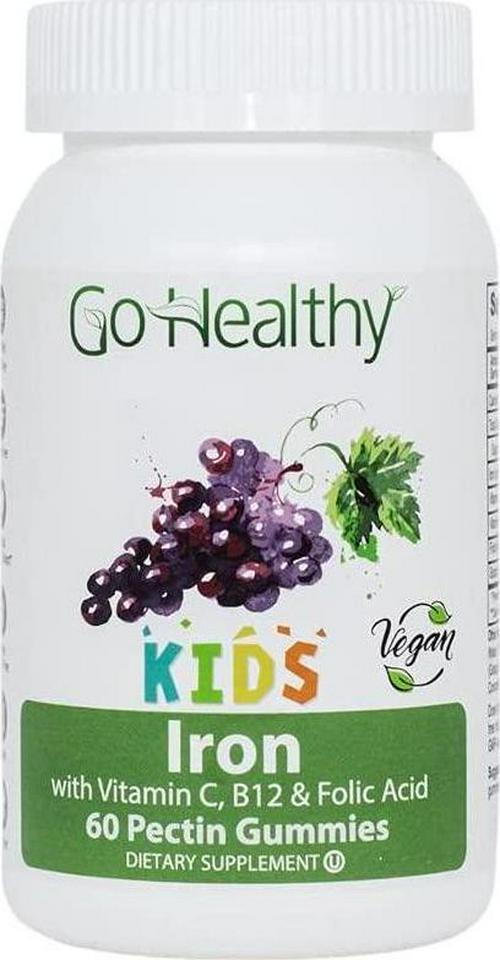 Go Healthy Natural Kids Iron Gummies - Vitamin C, B12, Folic Acid, Vegan, Kosher (U), Halal (60ct) 30