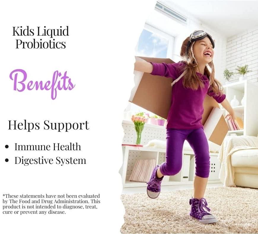 Go Healthy Natural Liquid Probiotics and Enzymes USDA Organic Vegan Kids Baby Toddlers- 14 Plant-Based Strains w/Acidophilus- 2 oz Glass