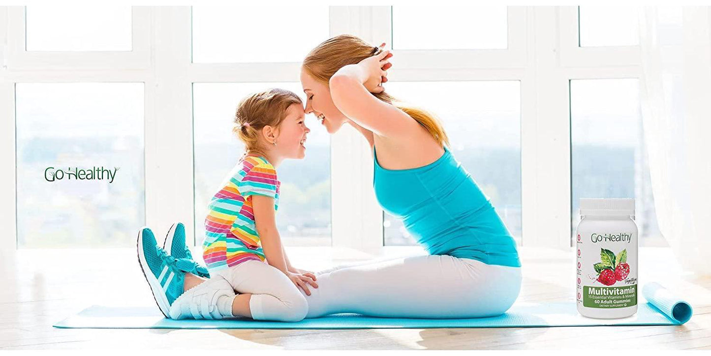 Go Healthy Natural Multivitamin Gummies for Women and Men, Vegetarian, Halal, OU Kosher (60 ct) 30 Servings Immune Support Vitamin C, D3 + Zinc