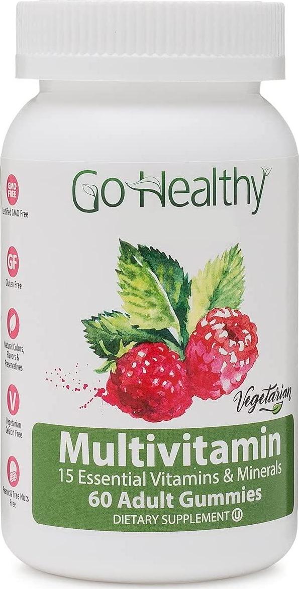 Go Healthy Natural Multivitamin Gummies for Women and Men, Vegetarian, Halal, OU Kosher (60 ct) 30 Servings Immune Support Vitamin C, D3 + Zinc
