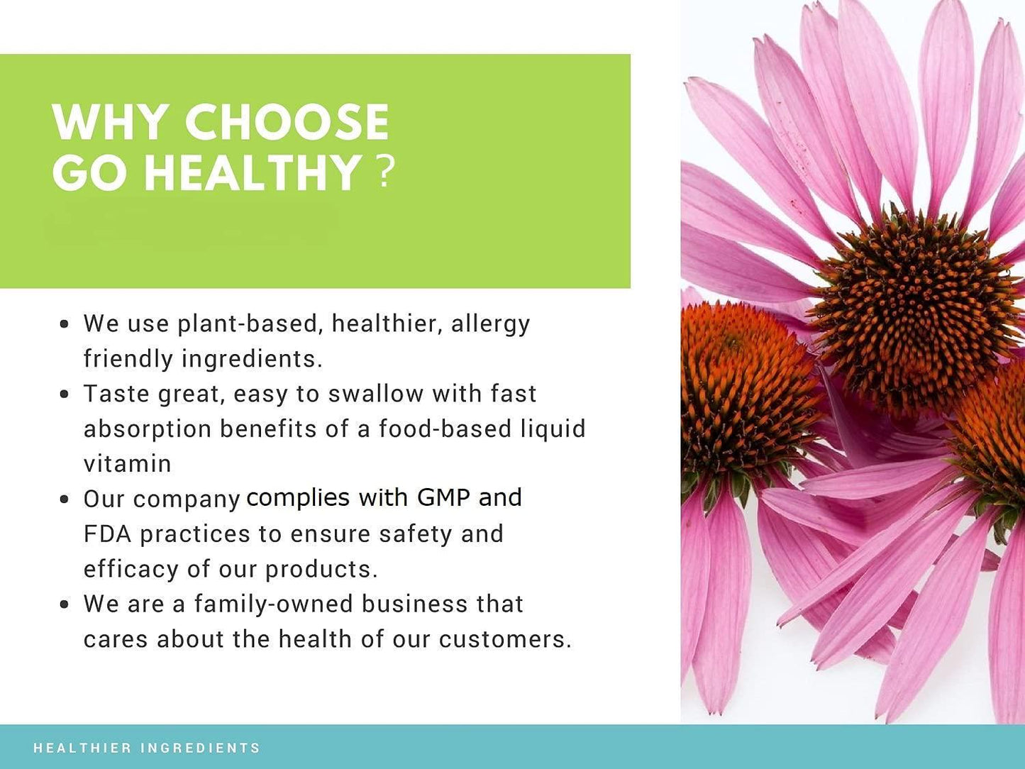 Go Healthy Natural Multivitamin Gummies for Women and Men, Vegetarian, Halal, OU Kosher (60 ct) 30 Servings Immune Support Vitamin C, D3 + Zinc