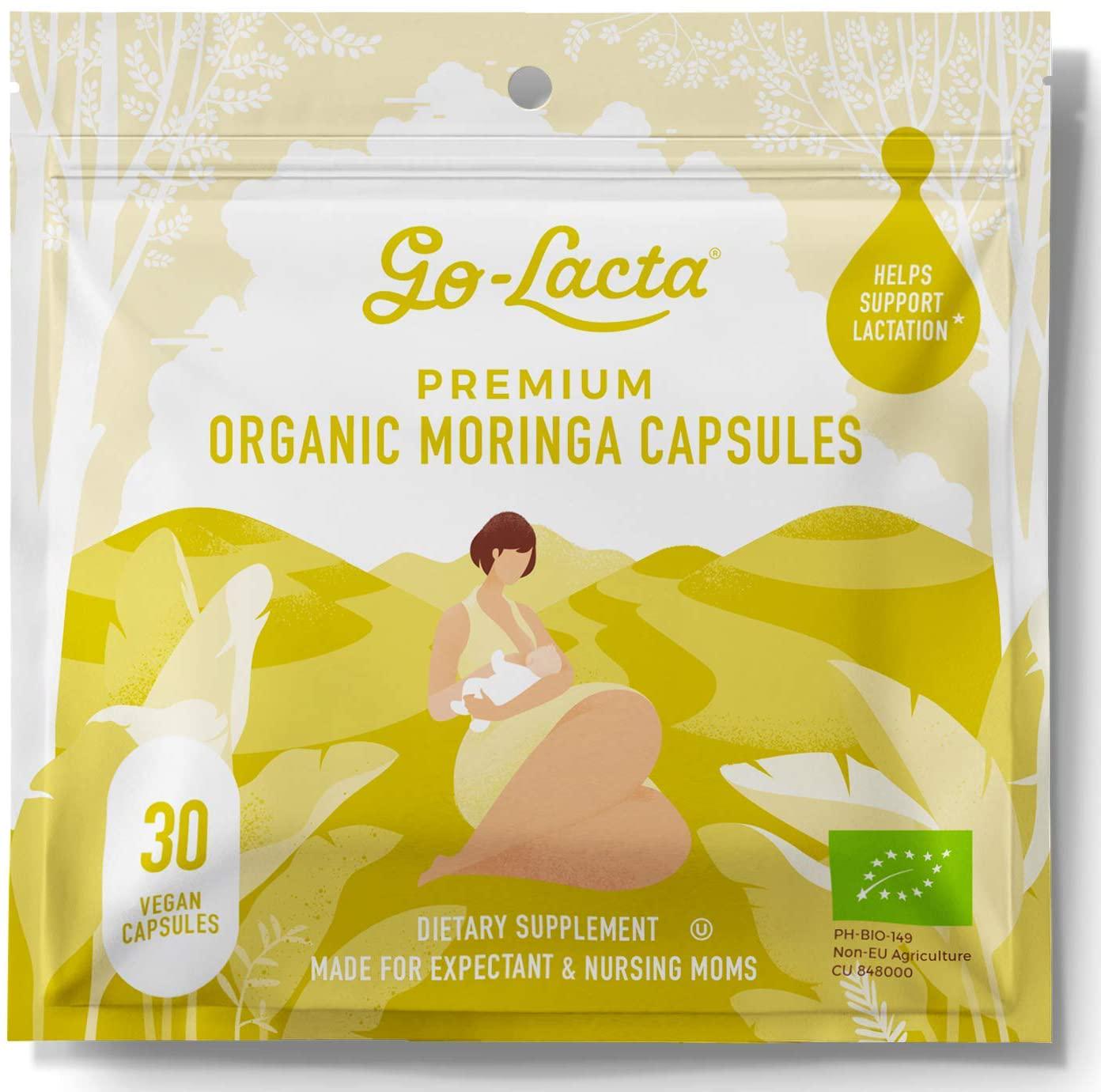 Go LactaÂ 100% Organic Moringa Capsules for Breastfeeding Moms, 30 Capsules