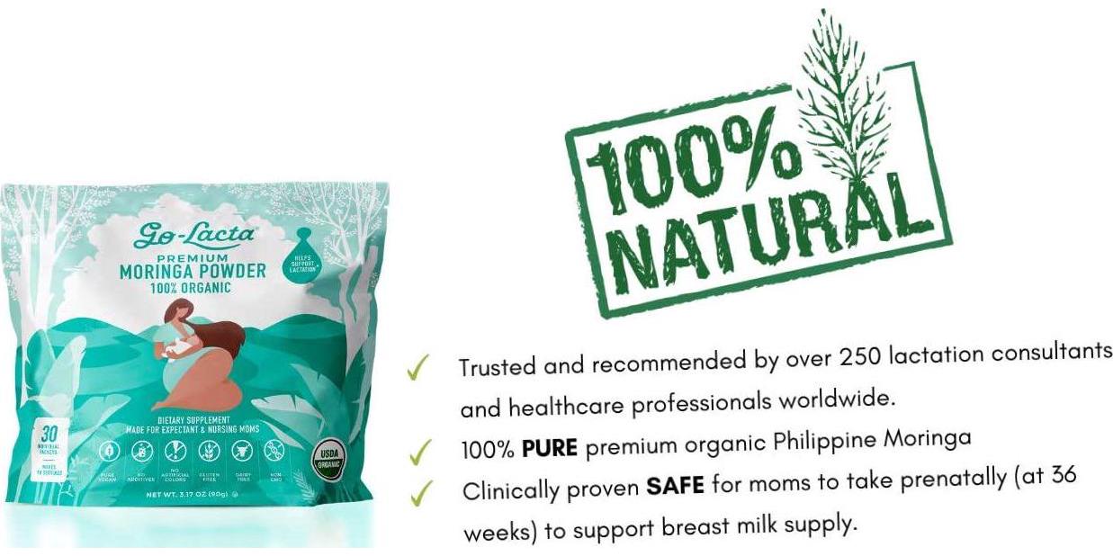 Go-Lacta Premium Organic Moringa Powder - 30 3-Gram Packets