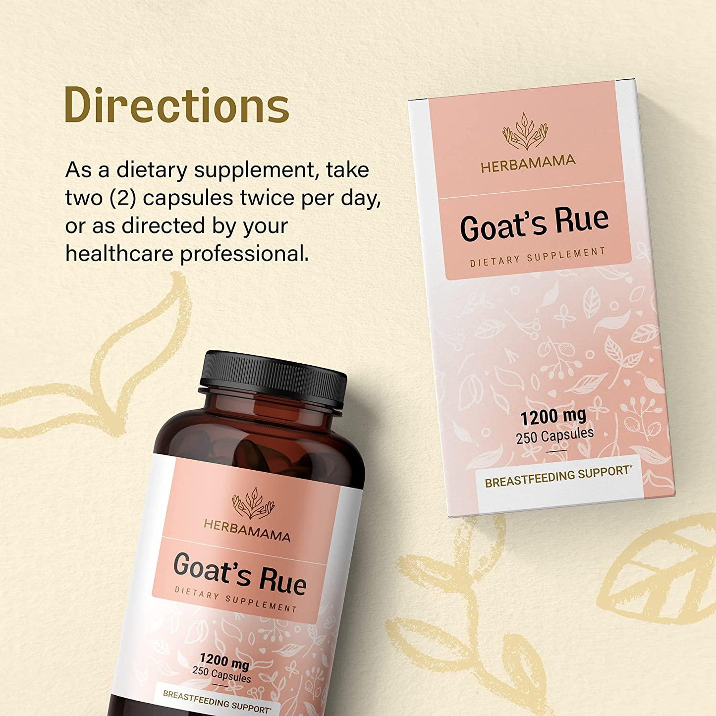 Goat's Rue 250 Capsules 500 mg | Lactation Supplement | Supports Mammary Tissue Development | Breast Feeding Capsules | Gluten Free | Non-GMO