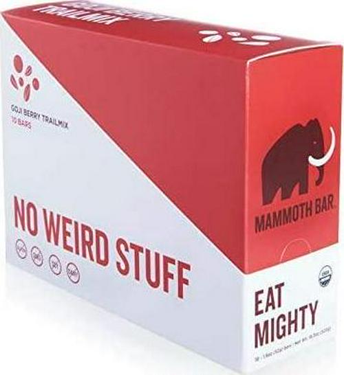 Goji Berry Trailmix Bar- Paleo, Gluten Free and Raw by Mammoth Bar, Organic10-12g Protein, 1.8 Oz. Bar (10 Bars)