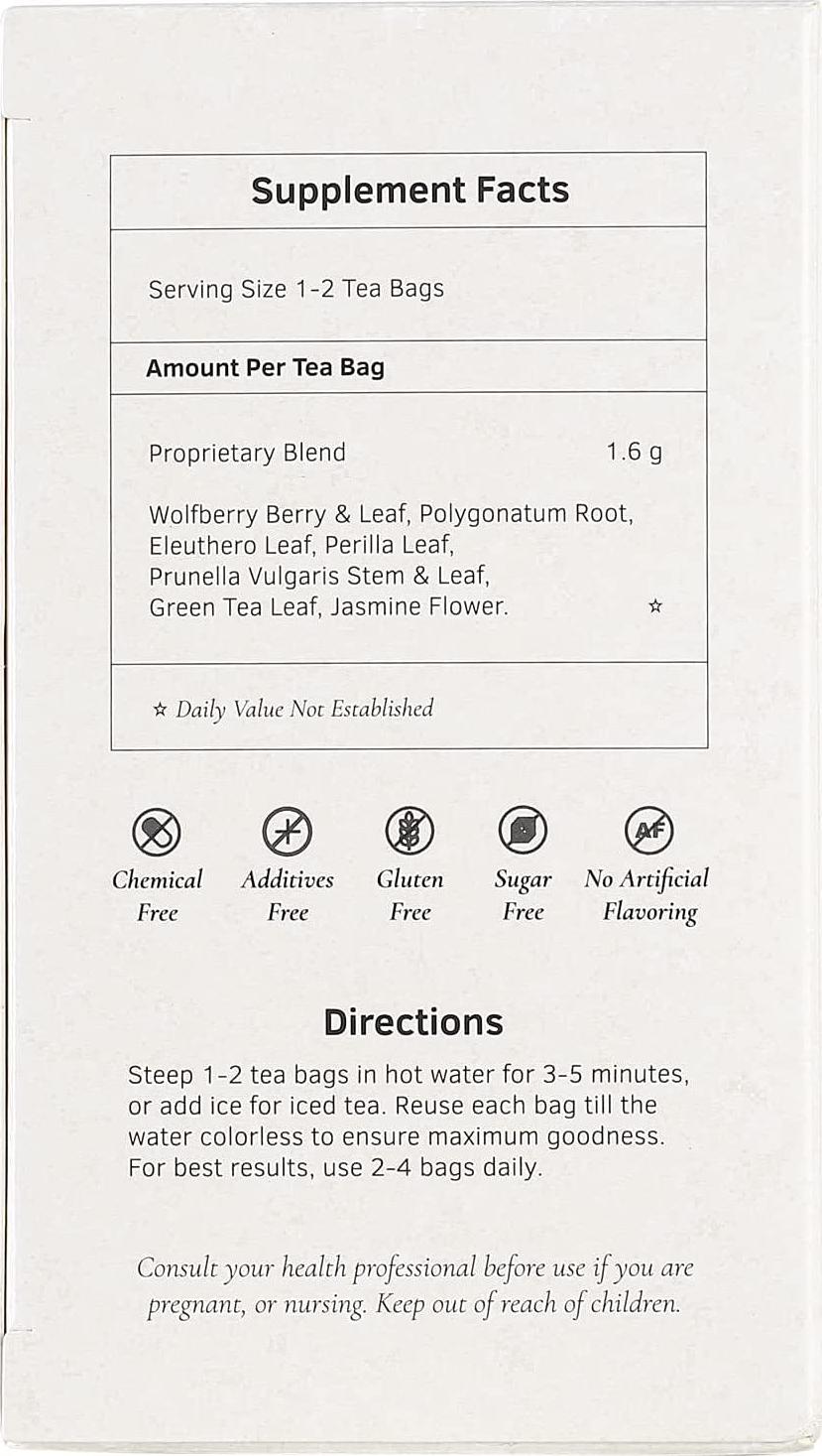 Goji Herbal Tea by Health King - Nourishes Liver and Kidney - (1 Pack, 20 Count Teabags, with Non-GMO, Vegan, Goji Berry and Leaf, Polygonatum Root, Eleuthero Leaf, Perilla Leaf, Prunella Vulgaris)