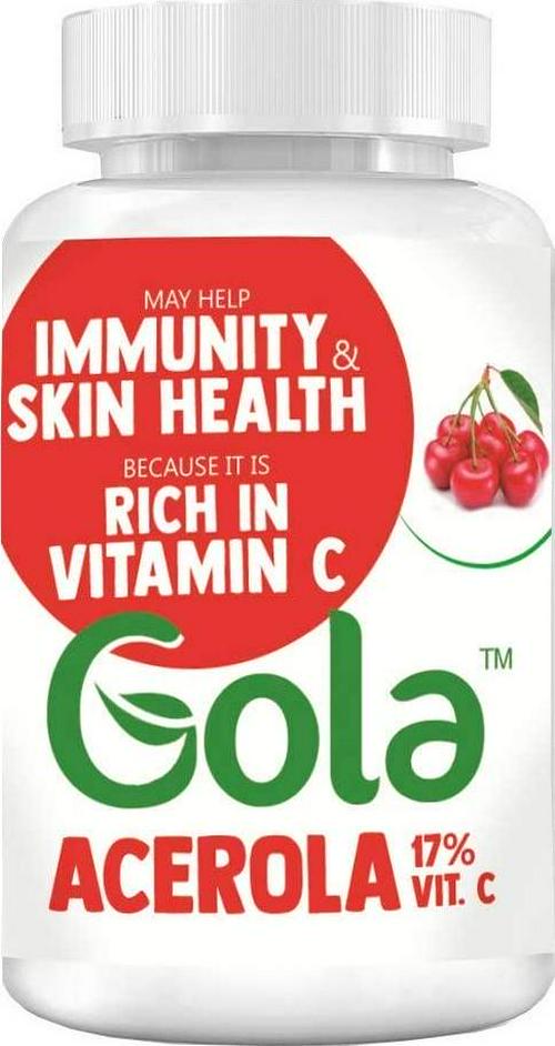 Gola Acerola Extract 17% Natural Vitamin C in Vegan Capsules 60 caps - 500mg, Source of Vitamin C, Immunity and Skin Health, Product from Brazil