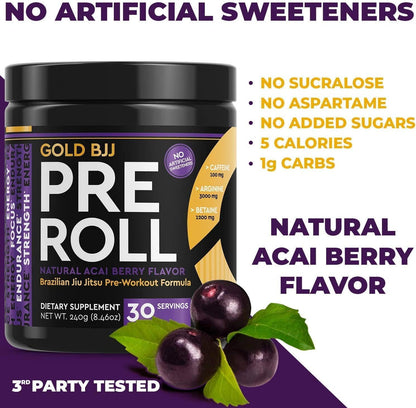 Gold BJJ PreRoll and PostRoll Jiu Jitsu Supplement Bundle