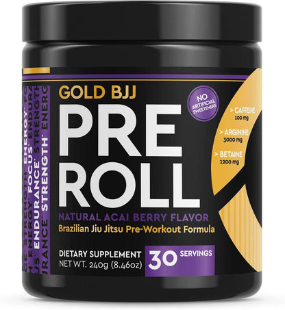 Gold BJJ PreRoll and PostRoll Jiu Jitsu Supplement Bundle