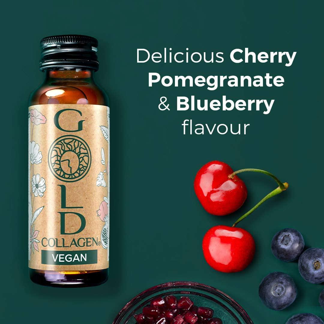 Gold Collagen Vegan | The Original #1 Liquid Vegan Collagen Drink with Rice Peptides, Hyaluronic Acid, Iron, Folic Acid, Amla, Vitamins, Minerals and Amino Acids for Skin, Hair, Nails