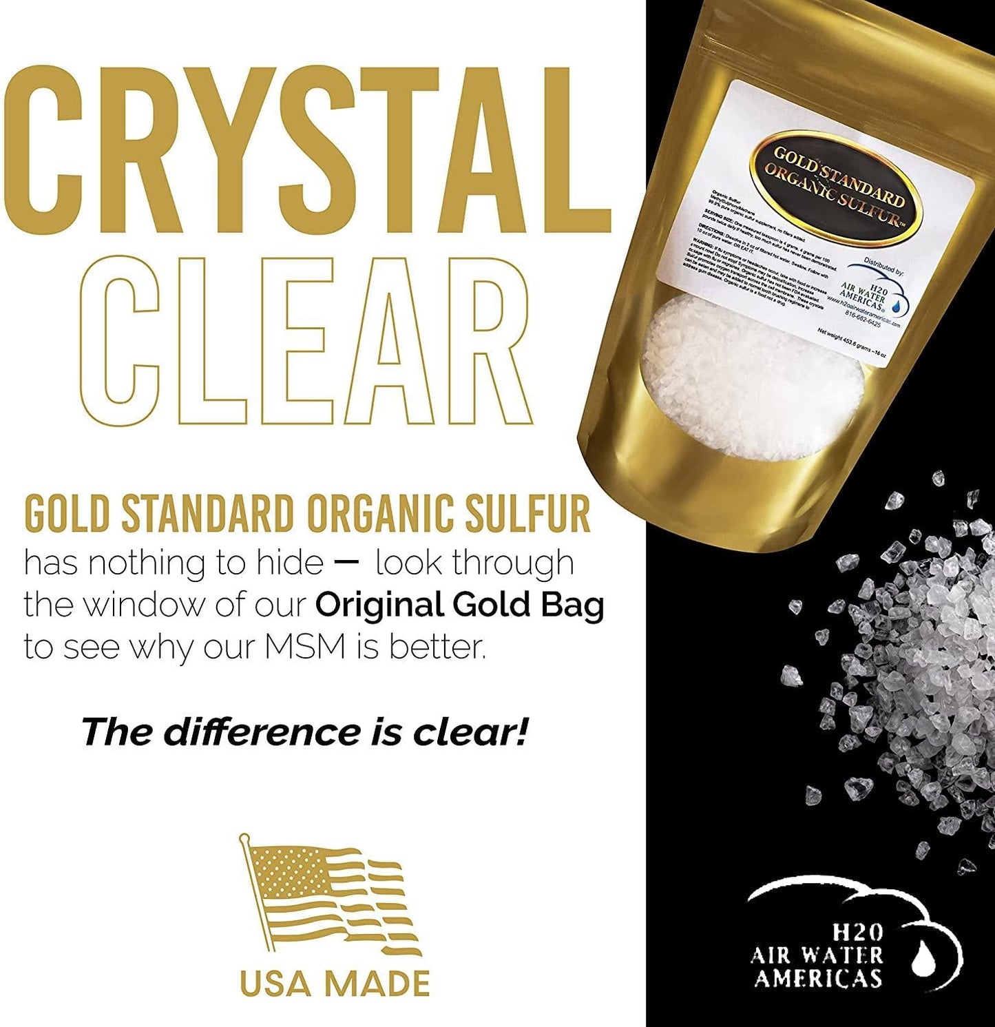 Gold Standard Organic Sulfur Crystals 6lb - 99.9% Pure MSM Crystals - Largest Granular Flakes Available! 3rd Party Tested **Same Day Priority Shipping**