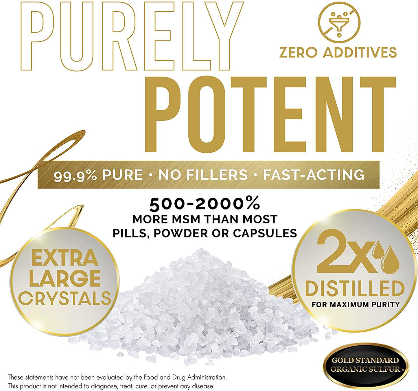 Gold Standard Organic Sulfur Crystals 6lb - 99.9% Pure MSM Crystals - Largest Granular Flakes Available! 3rd Party Tested **Same Day Priority Shipping**