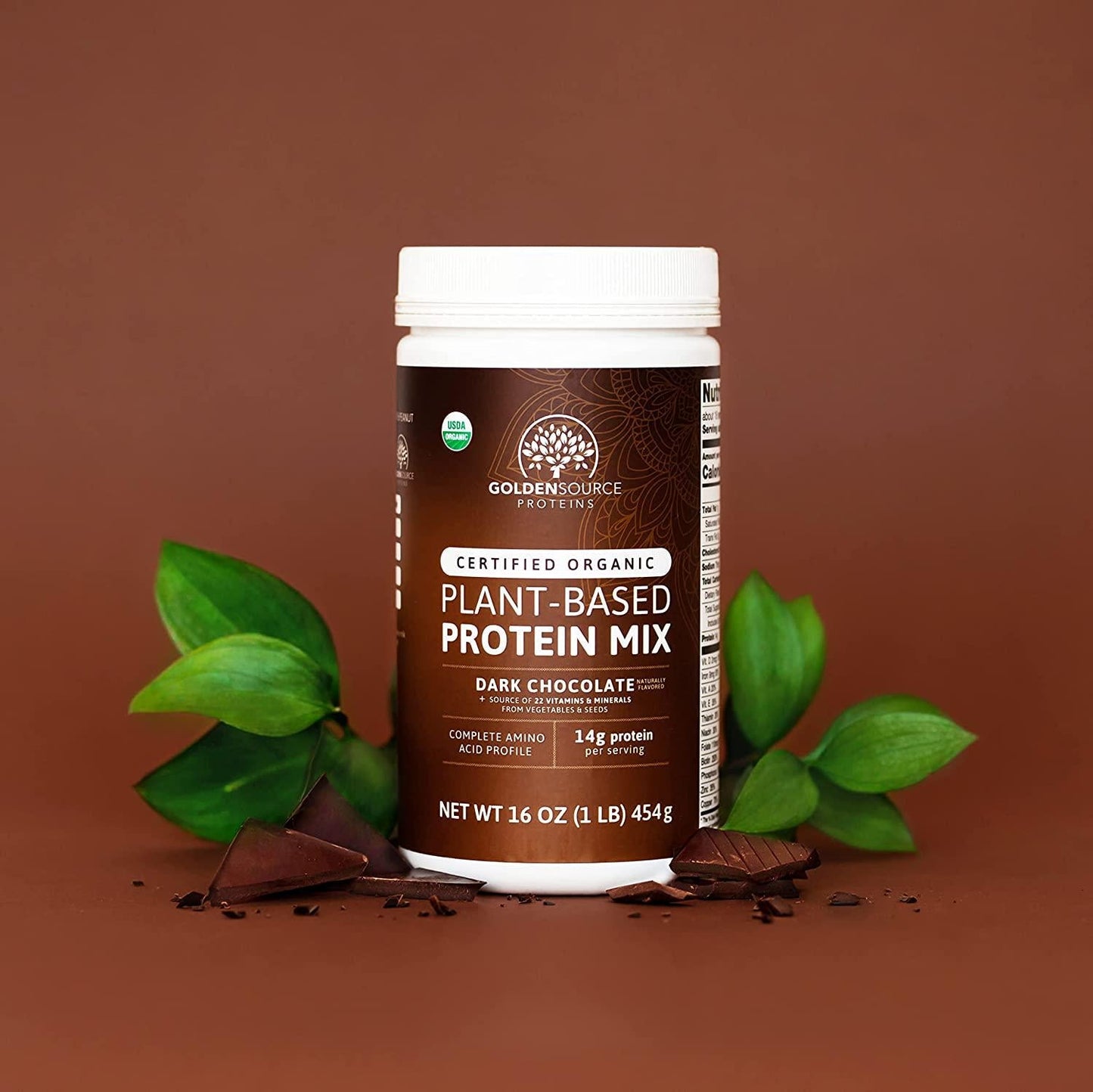 GoldenSource Proteins Organic Plant-Based Protein, Chocolate, 1 Pound